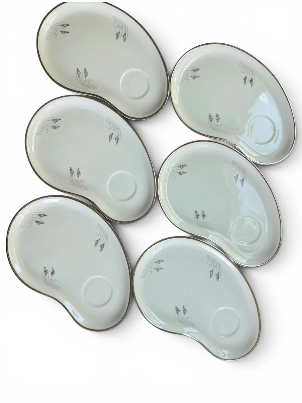 Fukagawa Arita Japan Hand Painted Kidney Saucer Set of 6 Pattern 706 Vintage